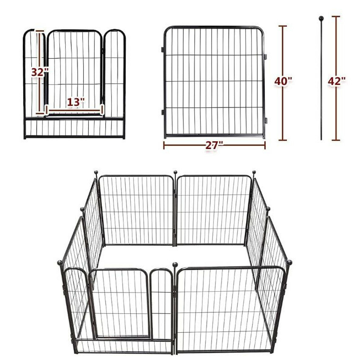 pawgiant hondenpen 8 panelen 40 hoogte rv hondenomheining buitenboxen oefenpen voor honden metalen beschermen ontwerppalen opvouwbare barrière met deur