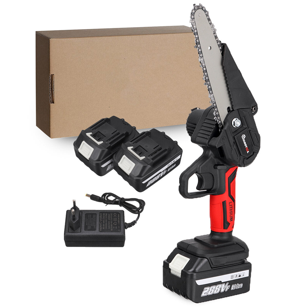 6 inch 1200 w elektrische kettingzaag snoerloze snoeien kettingzaag tuin boom logboekregistratie houtbewerking tool w / 1/2 stuks batterij