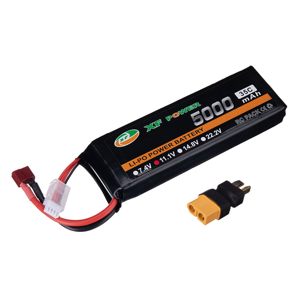 xf power 11.1v 5000mah 35c 3s lipo batterij t deans plug met xt60 adapter plug voor rc drone