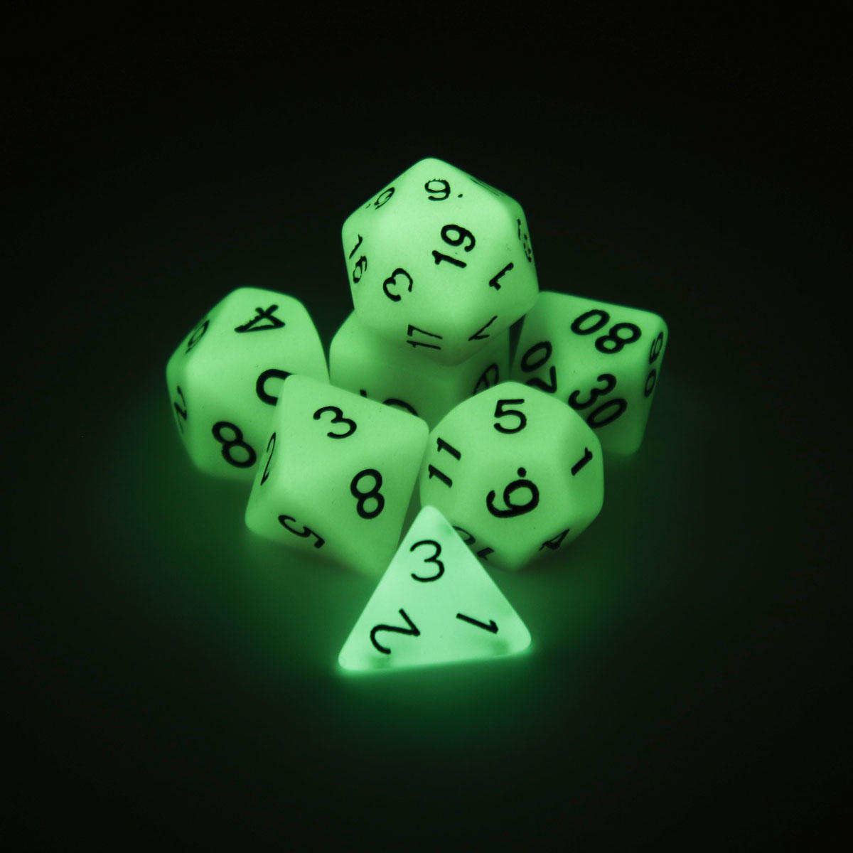 7 stuks lichtgevende polyhedral dobbelstenen multi-sided dobbelstenen set polyhedral dobbelstenen met dobbelstenen cup rpg gadget