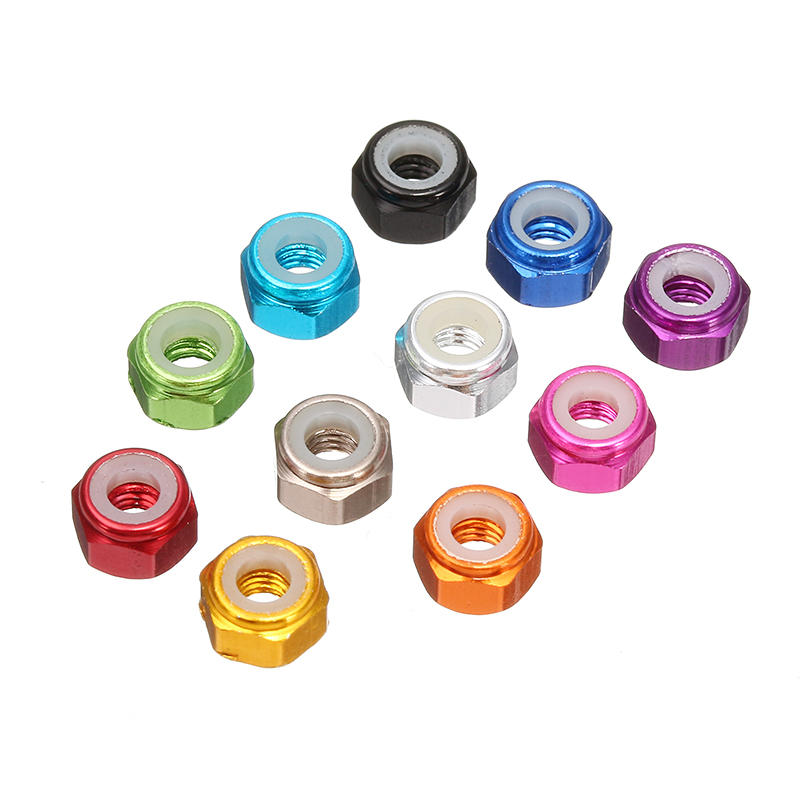 m3an1 10 stuks m3 moer zelfborgend nylon zeskantmoer aluminiumlegering multicolor