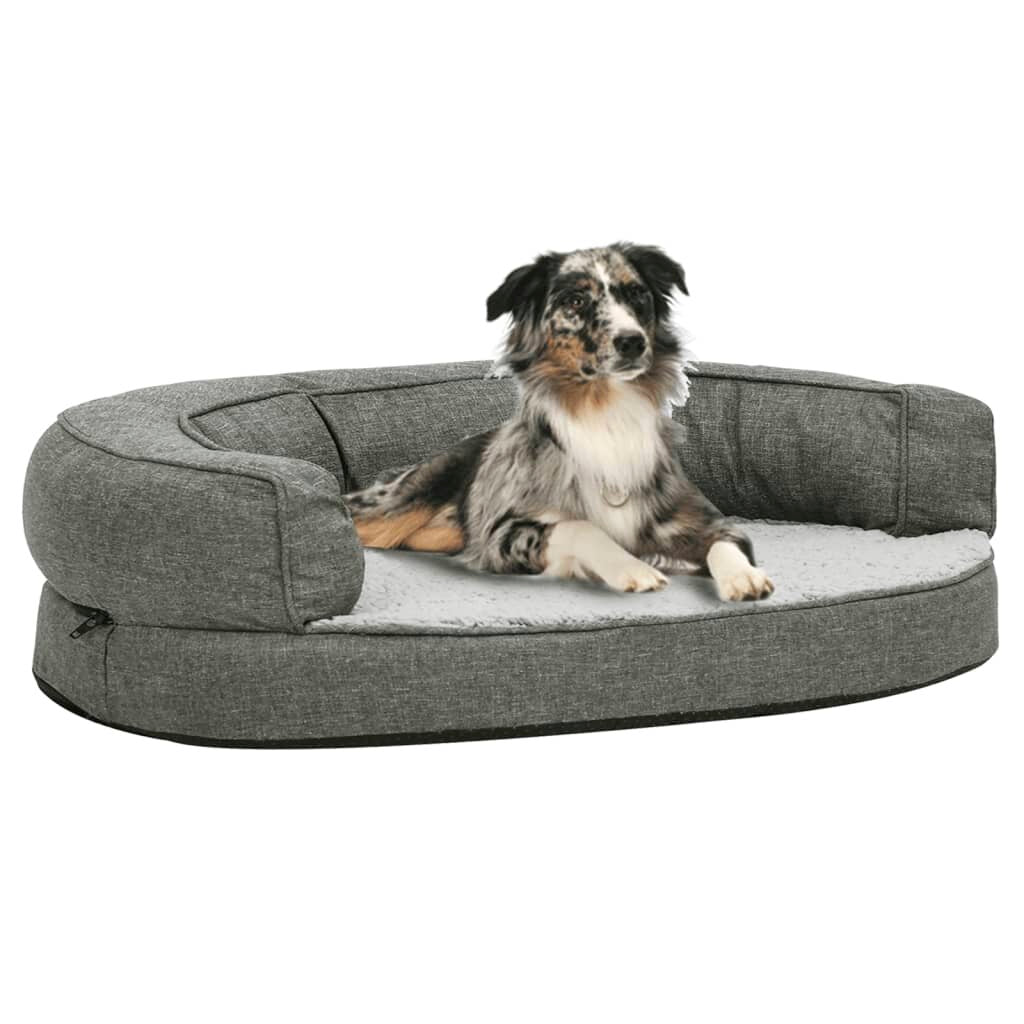 hondenmand ergonomisch linnen look 75x53 cm fleece grijs