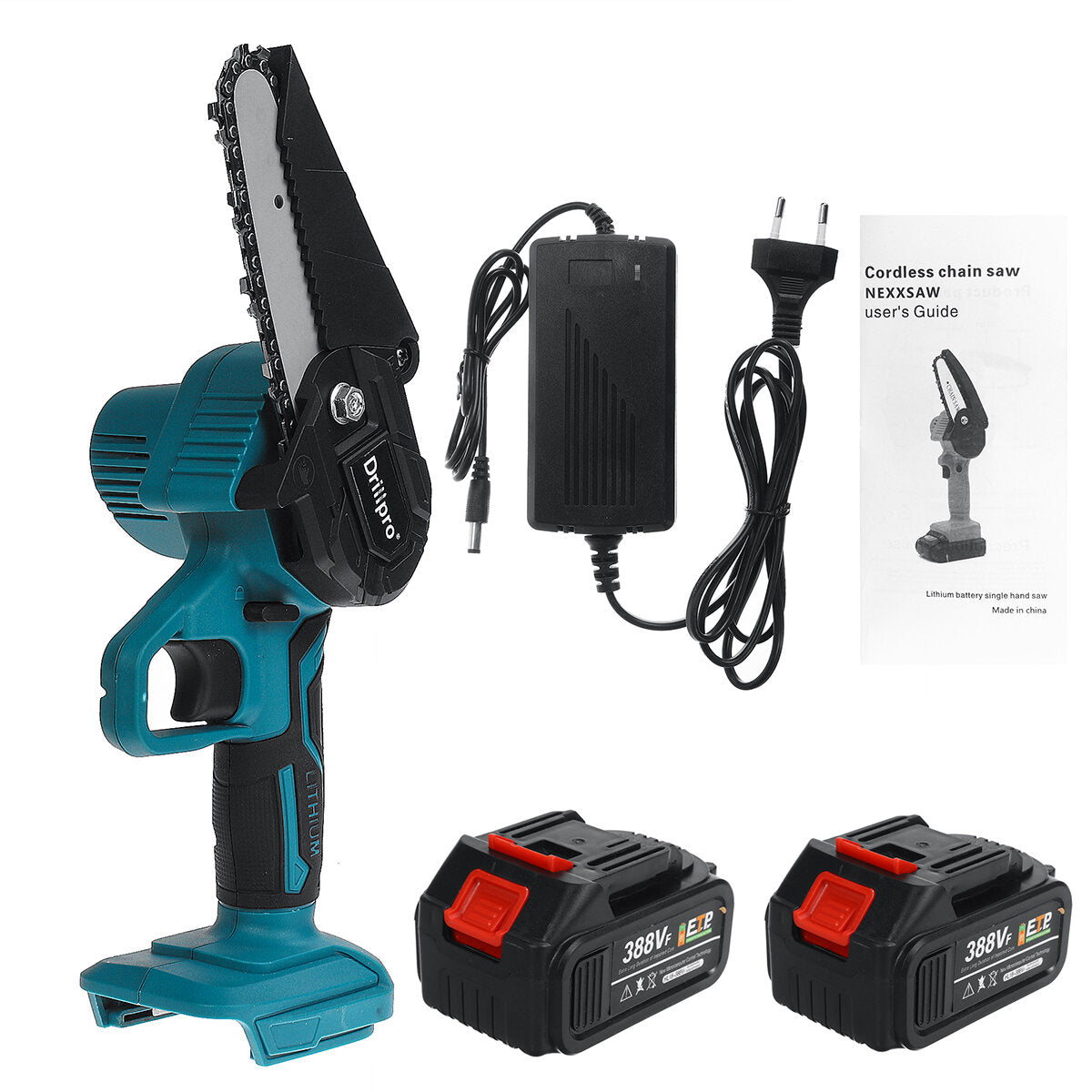4 inch elektrische kettingzaag mini draadloze 550 w eenhandige zaag houtbewerking houtsnijder w / 1 st of 2 stuks batterij voor makita
