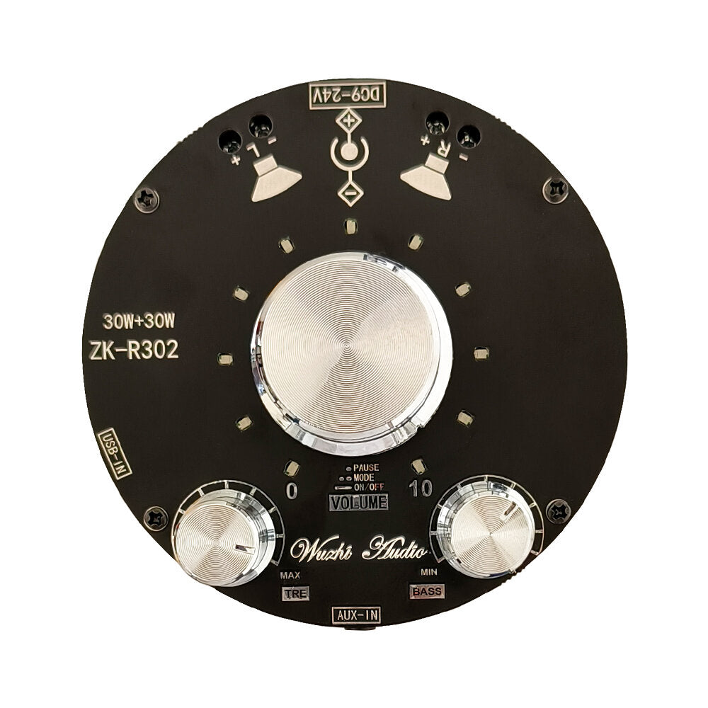 zk-r302 volume indicator led bluetooth audio versterker board module tpa3118 hoge en lage bas aanpassing 30wx2 speaker