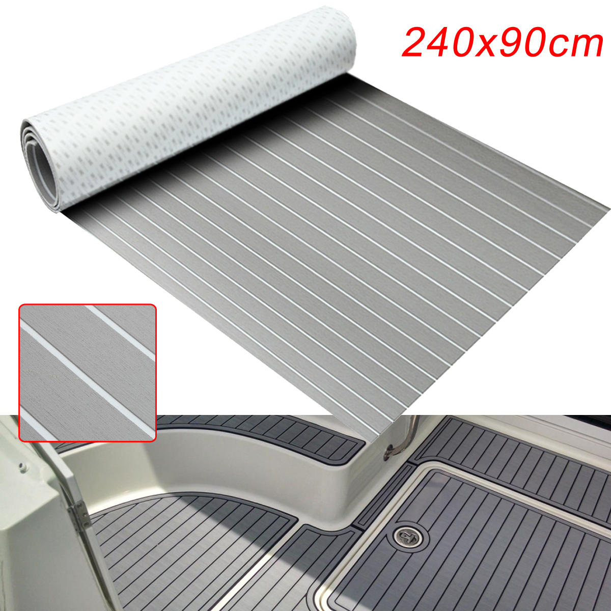 240cmx90cmx5mm marine vloeren faux teak grijs met witte lijnen eva foam boot decking sheet