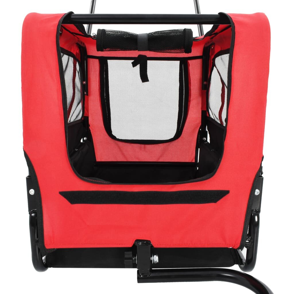 2-in-1 fietsaanhanger en joggingwagen voor huisdieren. rood en zwart