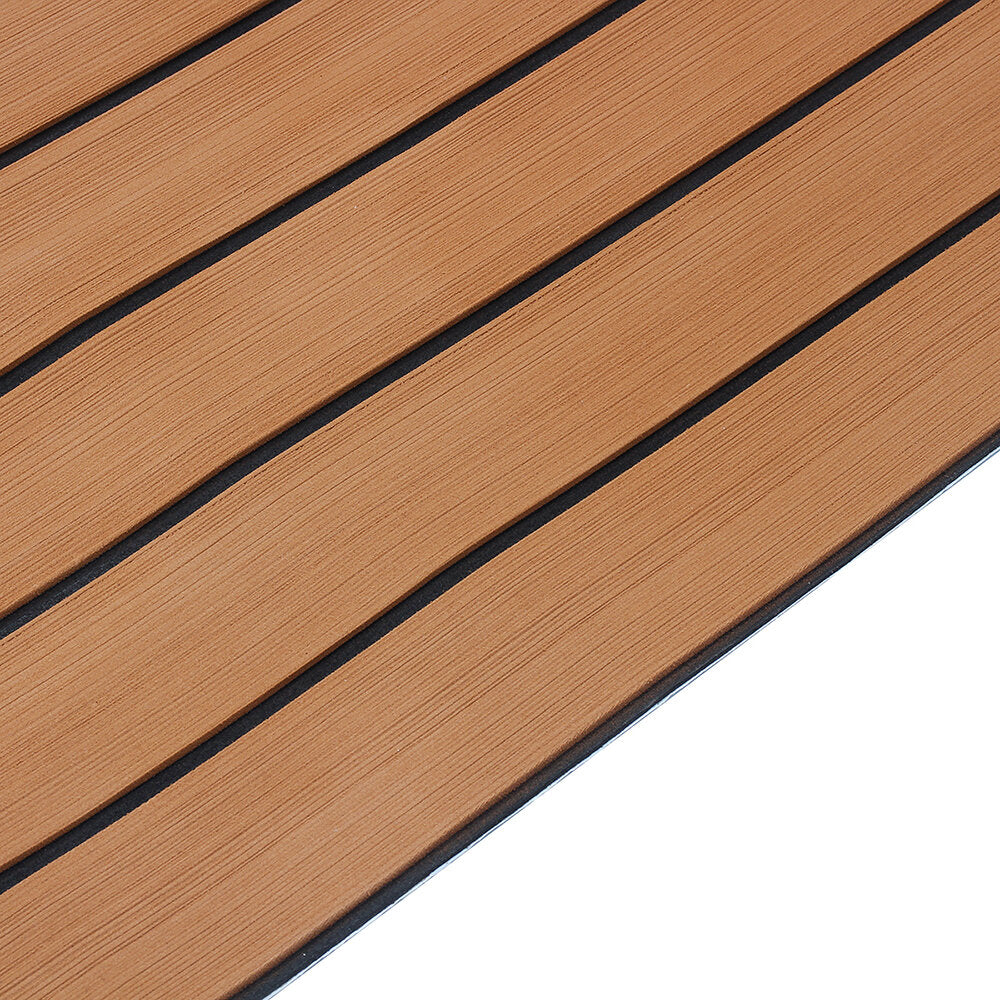 6mm 45x240 cm eva foam teak dekblad zelfklevende boot jacht synthetische decking foam vloermat bruin met zwarte strepen