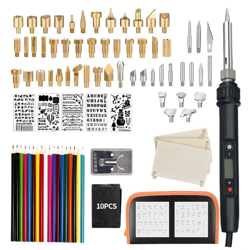 94 stuks soldeerbout kit lasapparaat houtgestookte pen soldeerbout tips us/eu:
