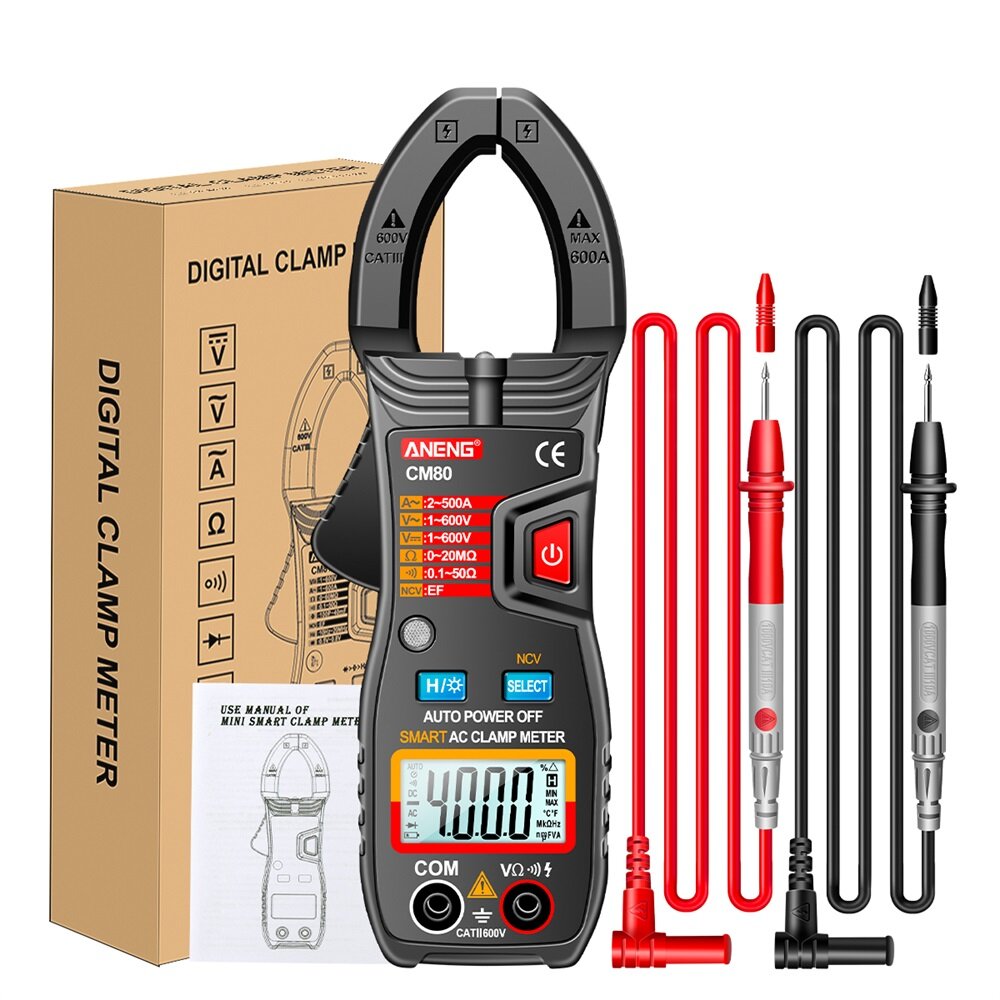 aneng cm80 4000 telt smart digitale stroomtang dc stroom spanning weerstand tester auto bereik ncv multimeter