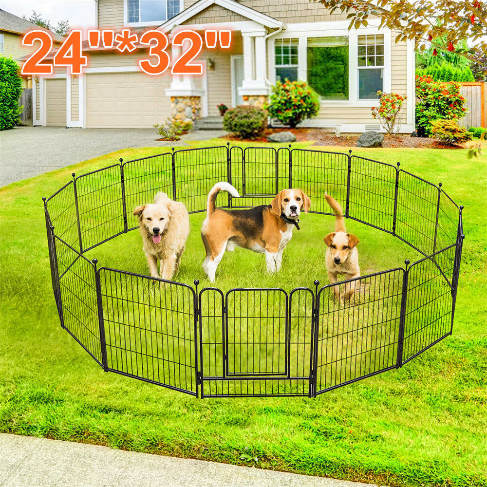 toocapro hondenpen 16 panelen 24-inch hoge rv hondenbox buiten / binnen. hondenhek oefening huisdier pen voor honden met metalen bescherm ontwerpstokken. opvouwbare huisdierenbarrière met deur