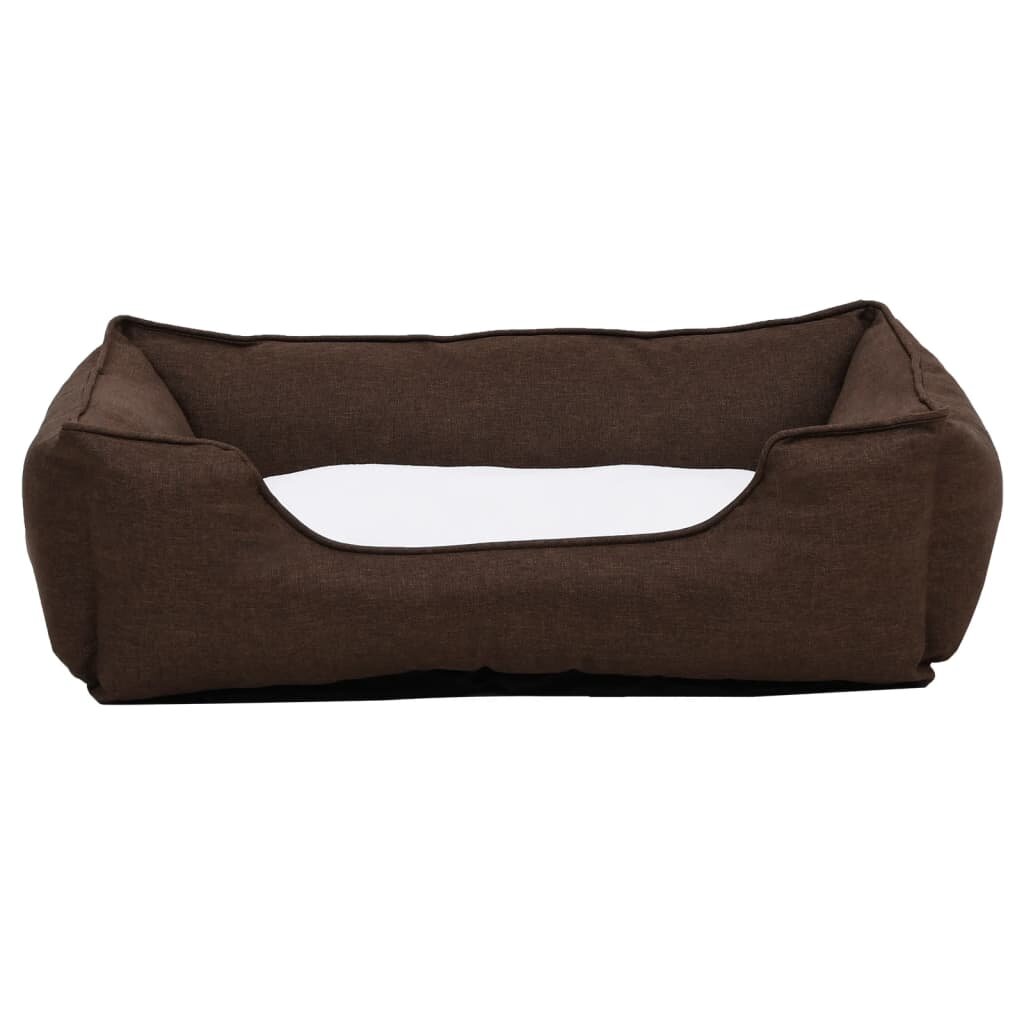 hondenbedlinnen look 65x50x20 cm fleece bruin en wit