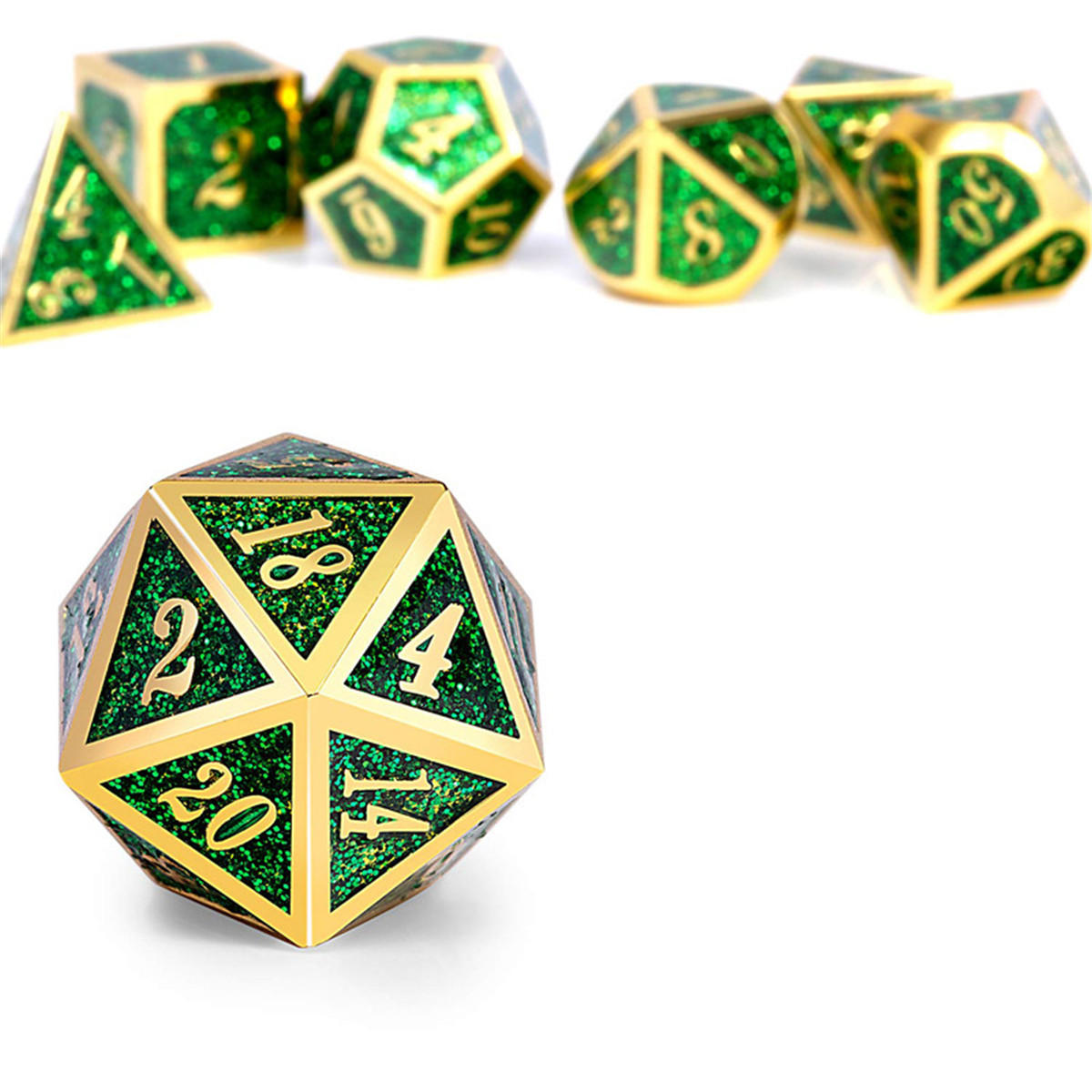 7 stuks polyedrale dobbelstenen zinklegering dobbelstenen set zware dobbelstenen voor rollenspel game dobbelstenen set: