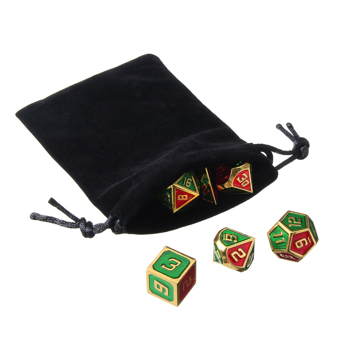 7 stuks polyhedral dices set voor dungeons dragons d20 d12 d10 d8 d6 d4 games + opbergzakjes tas