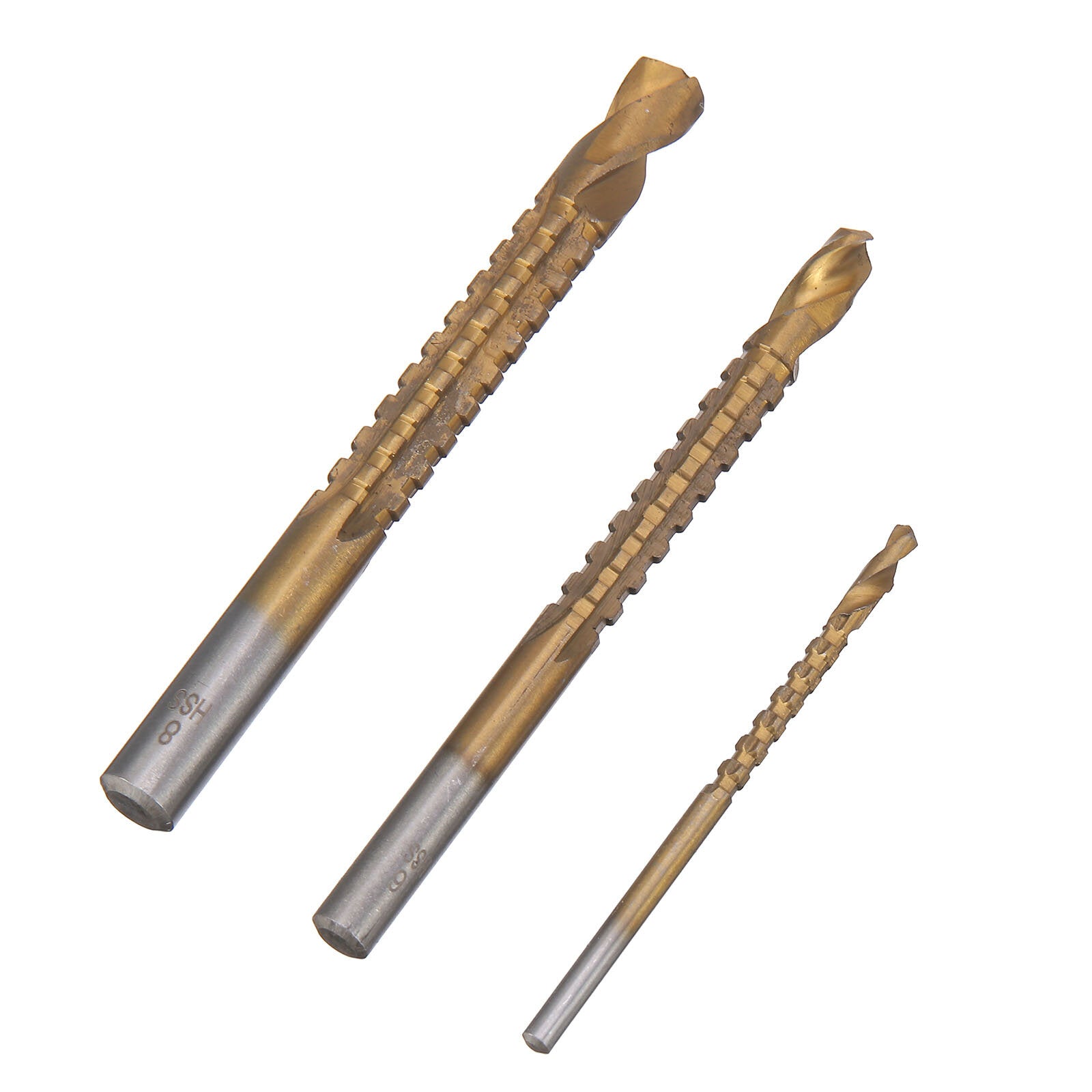 6 stuks hss stap boor sets rechte titanium coated kegel gatensnijder automatische center punch spiraal twist saw boor bi