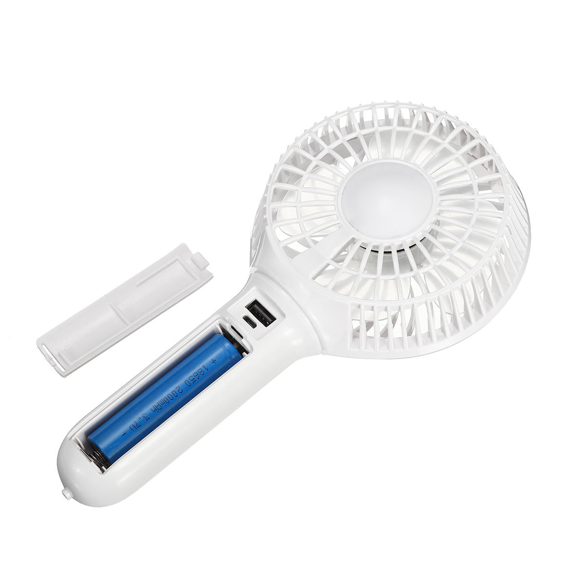 usb-koelventilator draagbare handventilator 3 snelheden mini-ventilator led-licht 2200mah batterij hangende ventilator
