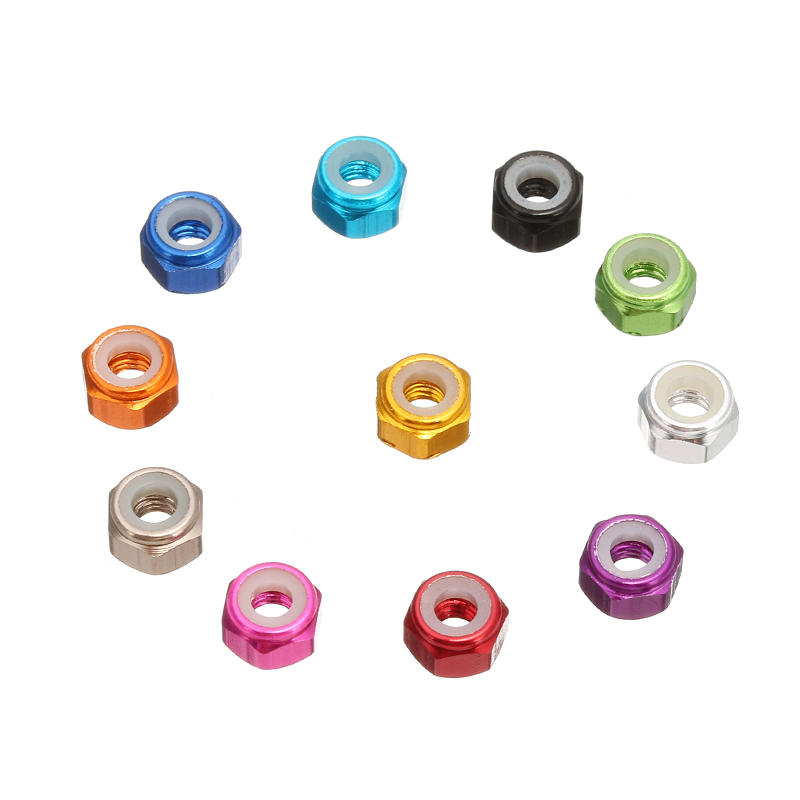 m3an1 10 stuks m3 moer zelfborgend nylon zeskantmoer aluminiumlegering multicolor