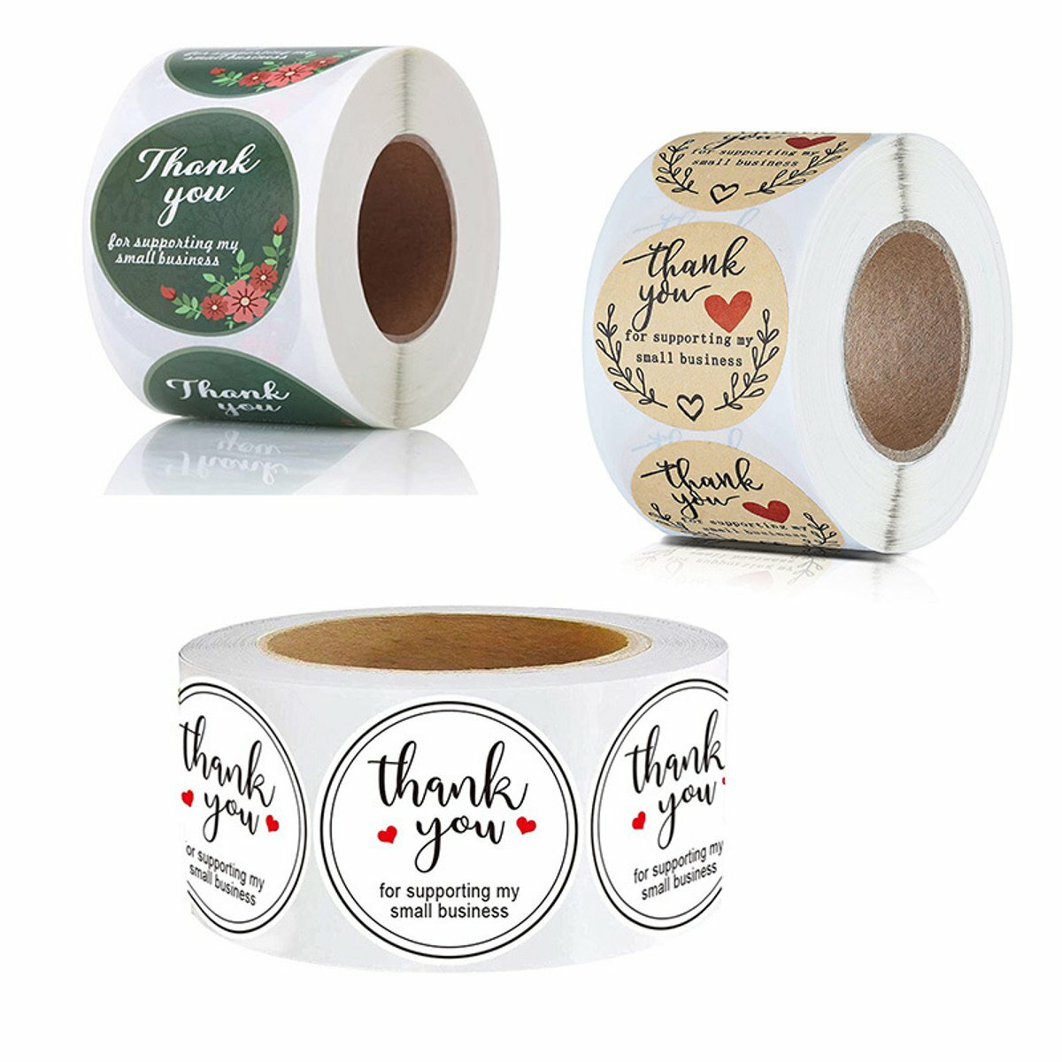 500 stuks / rol 25mm dank u ronde sticker bruiloft bloem cadeau zelfklevende label