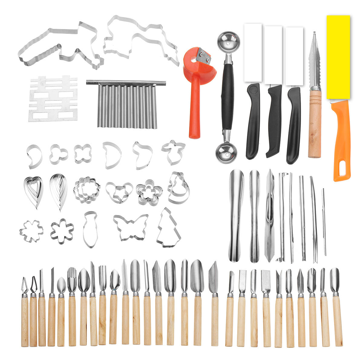 80 stuks draagbare snijgereedschap groentevoedsel fruit houten doos carving cutter set: