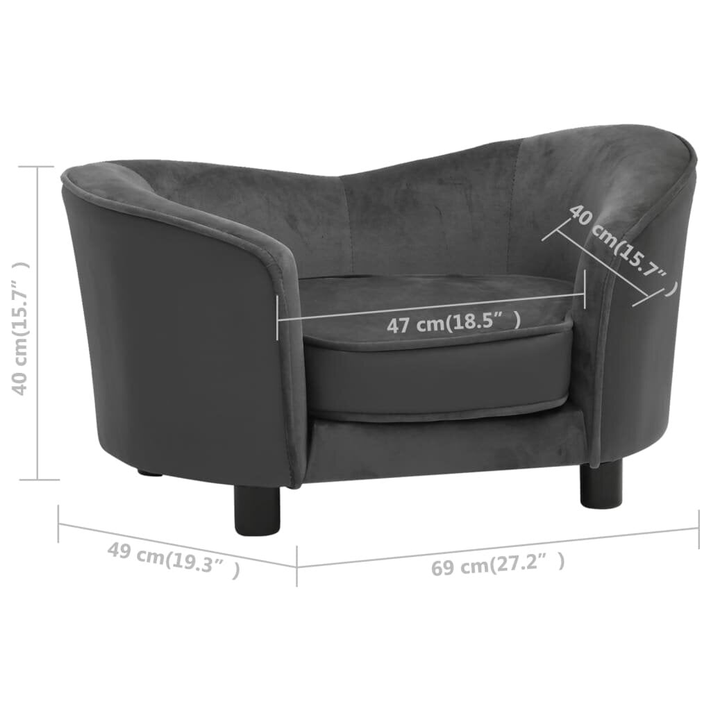 hondensofa donkergrijs 27.2 x19.3 x15.7 pluche en kunstleer