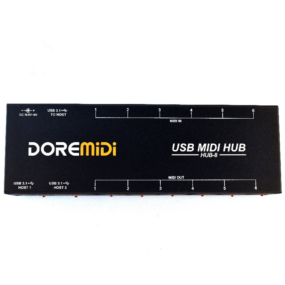 doremidi nieuwe hub-8 midi 6x6 usb midi host x2 usb 3.1 midi hub box