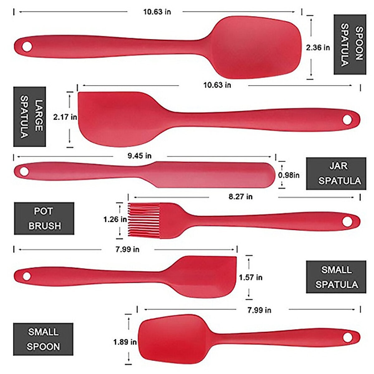 6 stuks non-stick rubber spatel set hittebestendige spatel keukengerei set gereedschap kit
