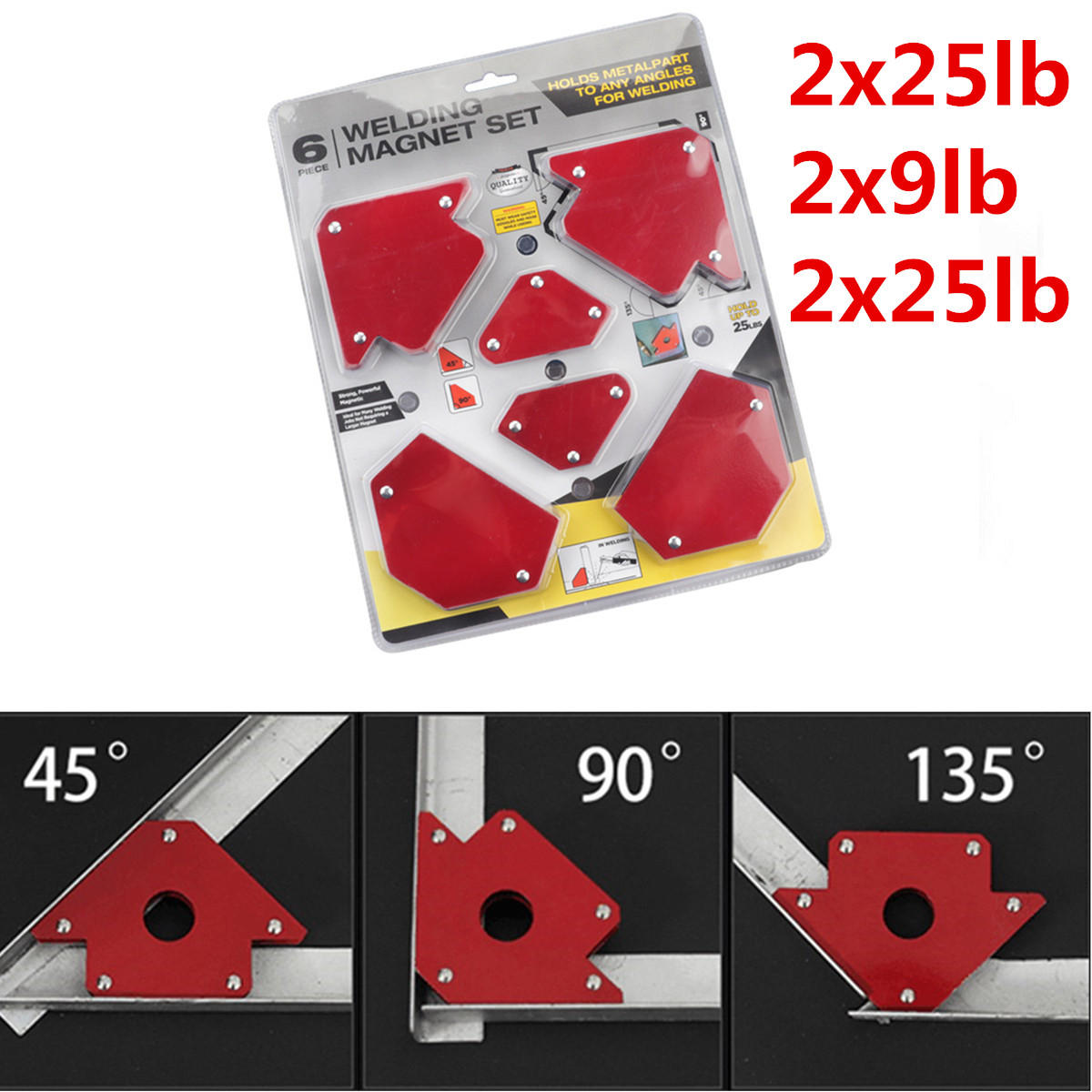 6 stuks magnetische laslocator set houders 25lb 50lb 75lb multi hoeken gereedschap