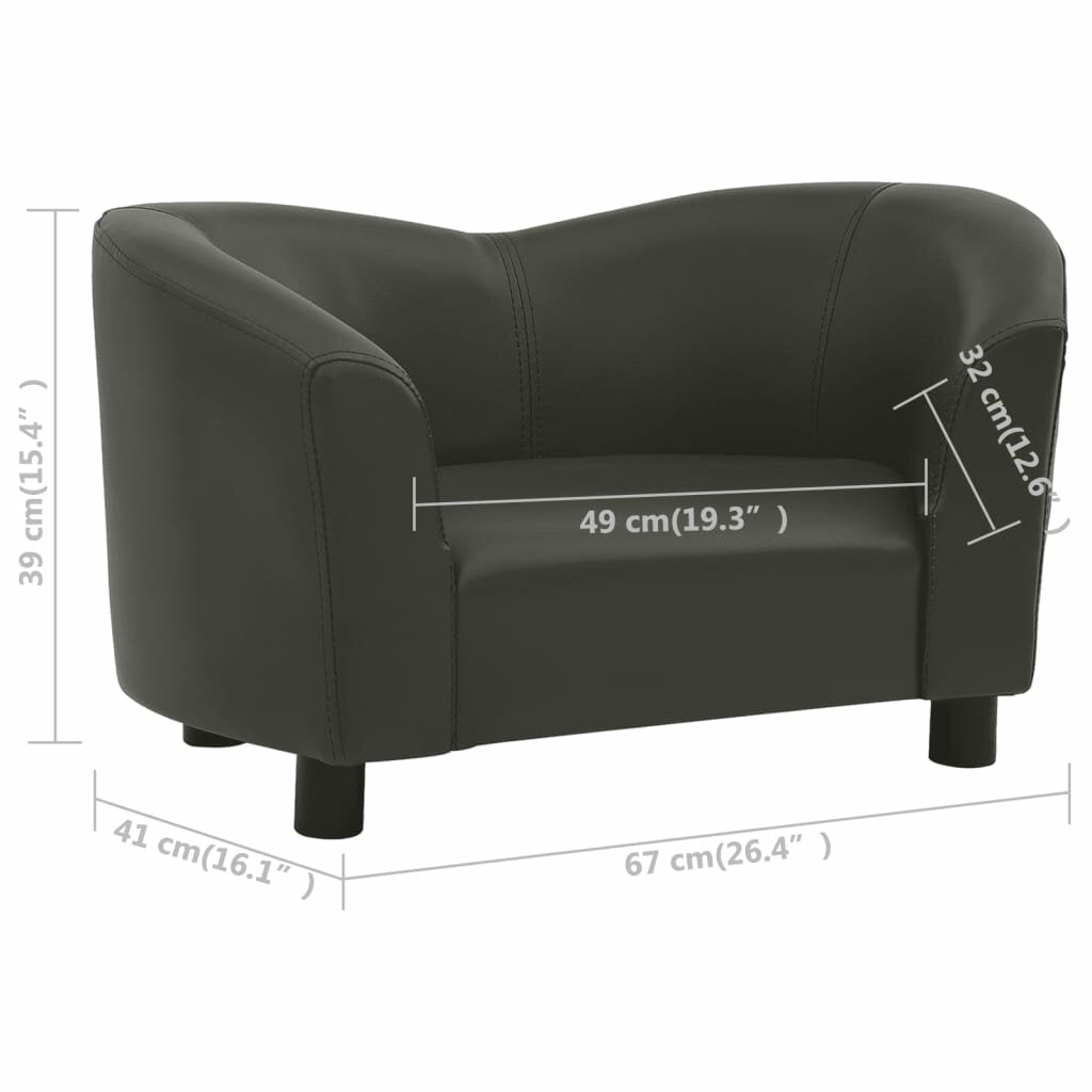 hondenbank donkergrijs 26.4 x16.1 x15.4 kunstleer
