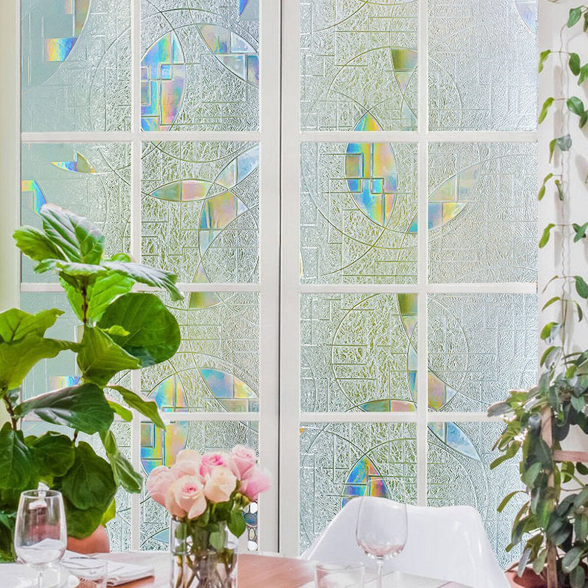 45 * 100cm vensterglas film sticker gekleurd anti uv zelfklevende regenboog sticker