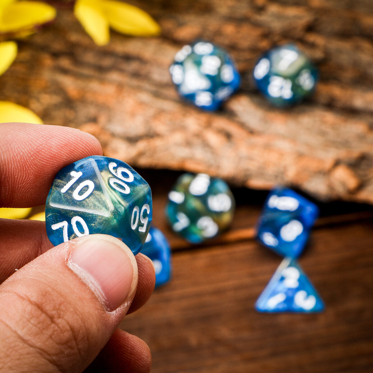 polyhedral dobbelstenen voor dungeons dragons games d20 d12 d10 d8 d6 d4 + pouch