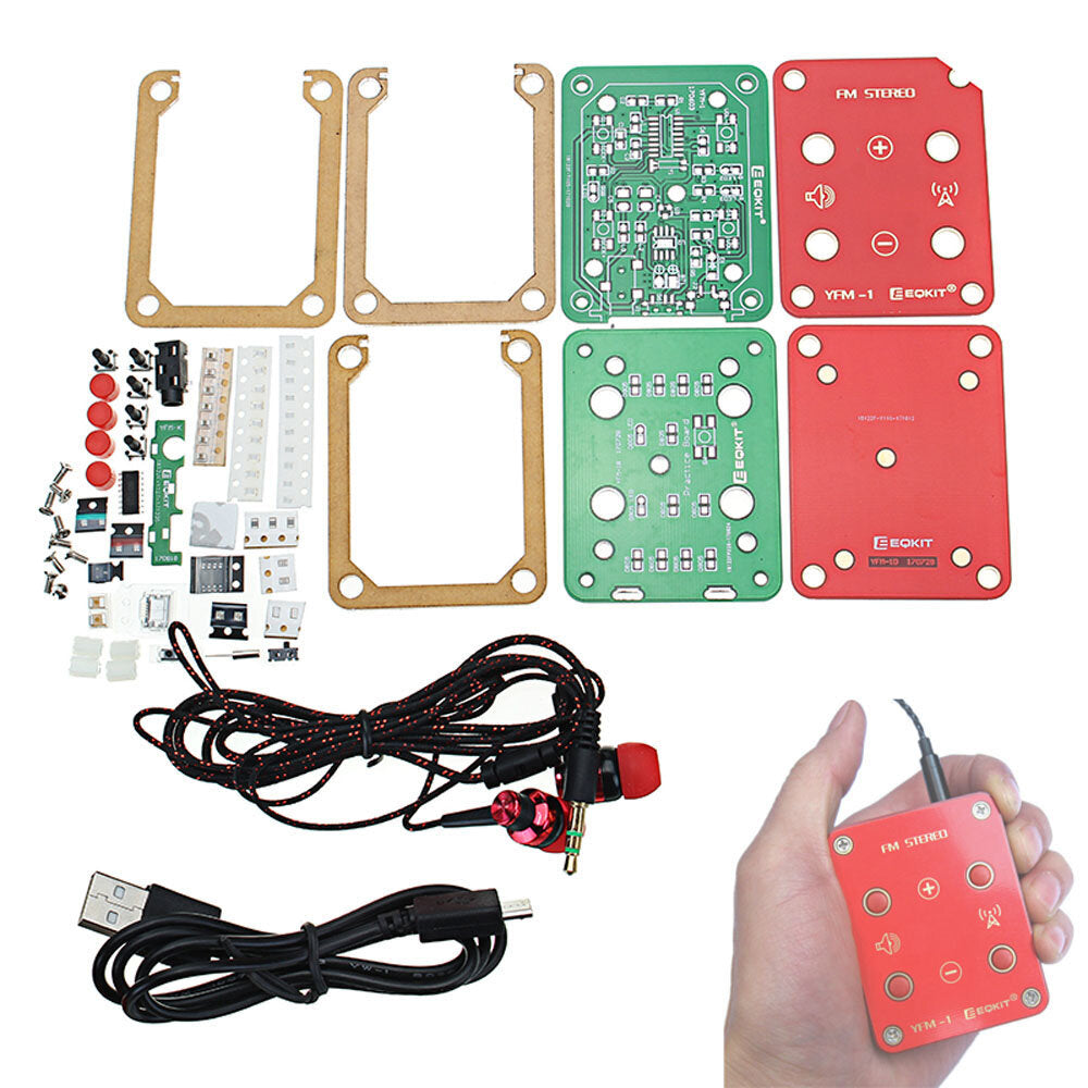 eqkit® fm stereo radio kit 76-108mhz frequentie 180mah 32ω impedantie yfm-1 dhz elektronische onderdelen