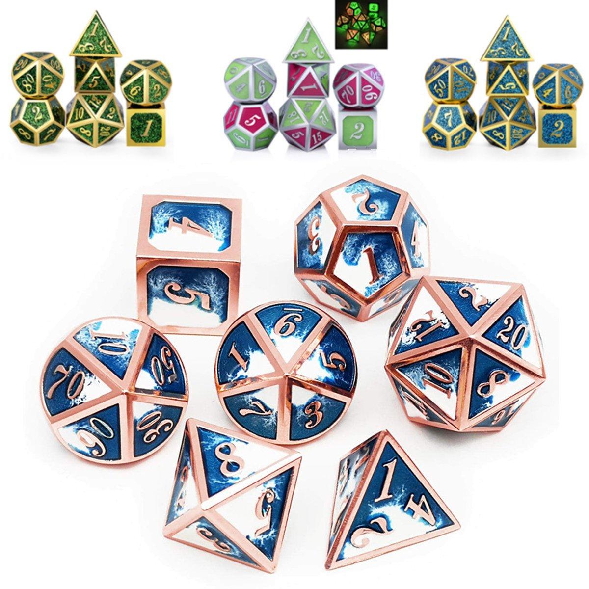 7 stuks polyedrale dobbelstenen zinklegering dobbelstenen set zware dobbelstenen voor rollenspel game dobbelstenen set: