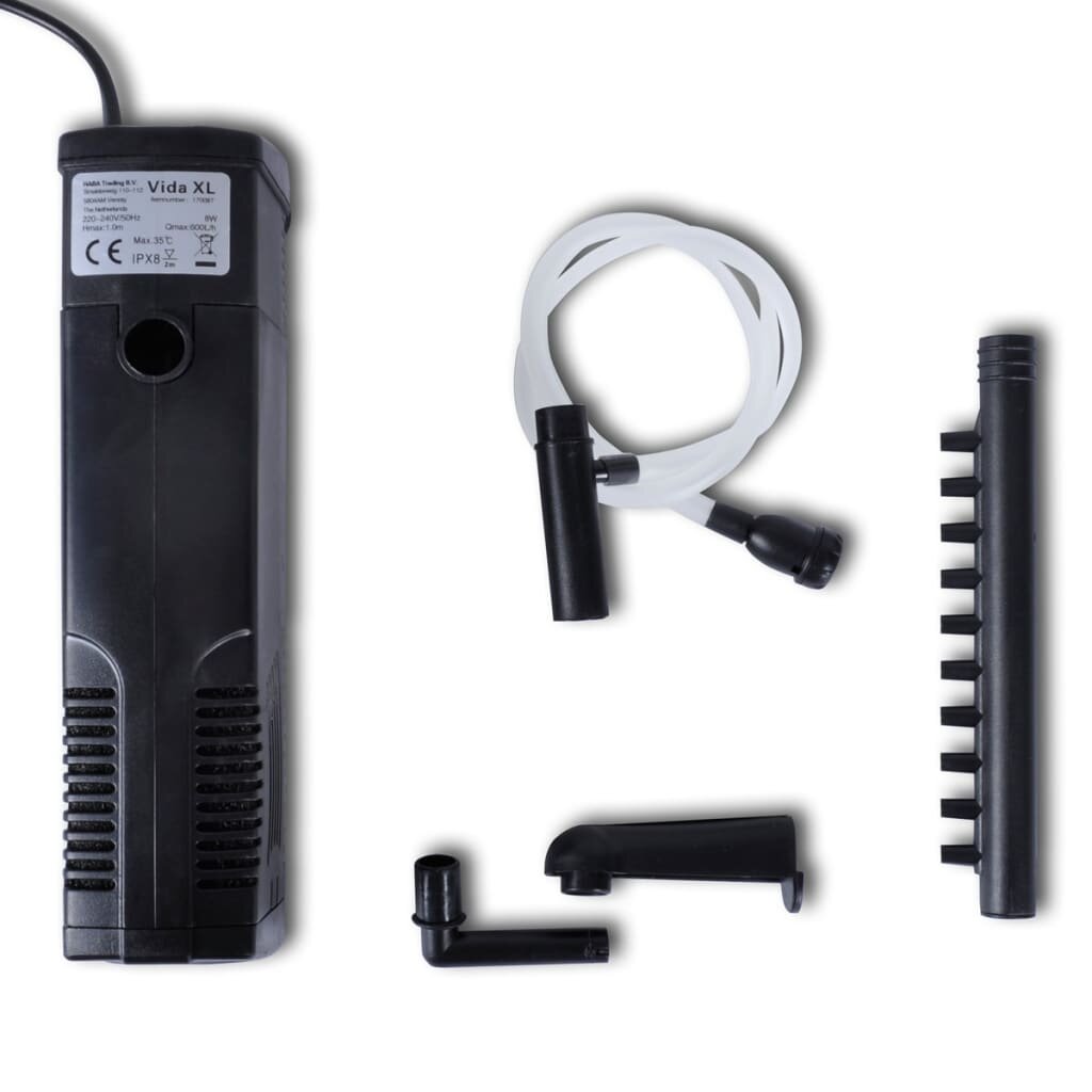aquariumfilterpomp met actieve kool 600 l/h