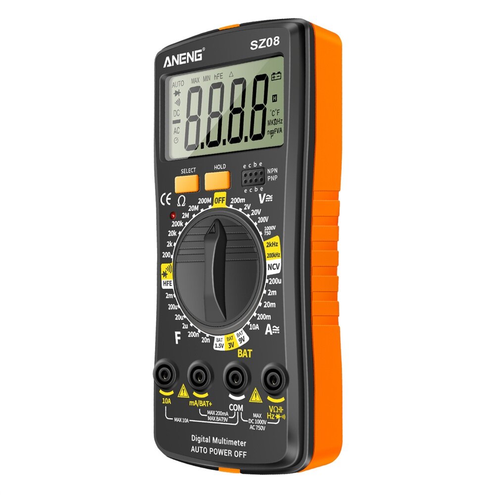 aneng sz08 ultradunne split lcd digitale multimeter tester met opbergbare test pen ac/dc 220v professionele multimetro auto voltmeter weerstand tester tool