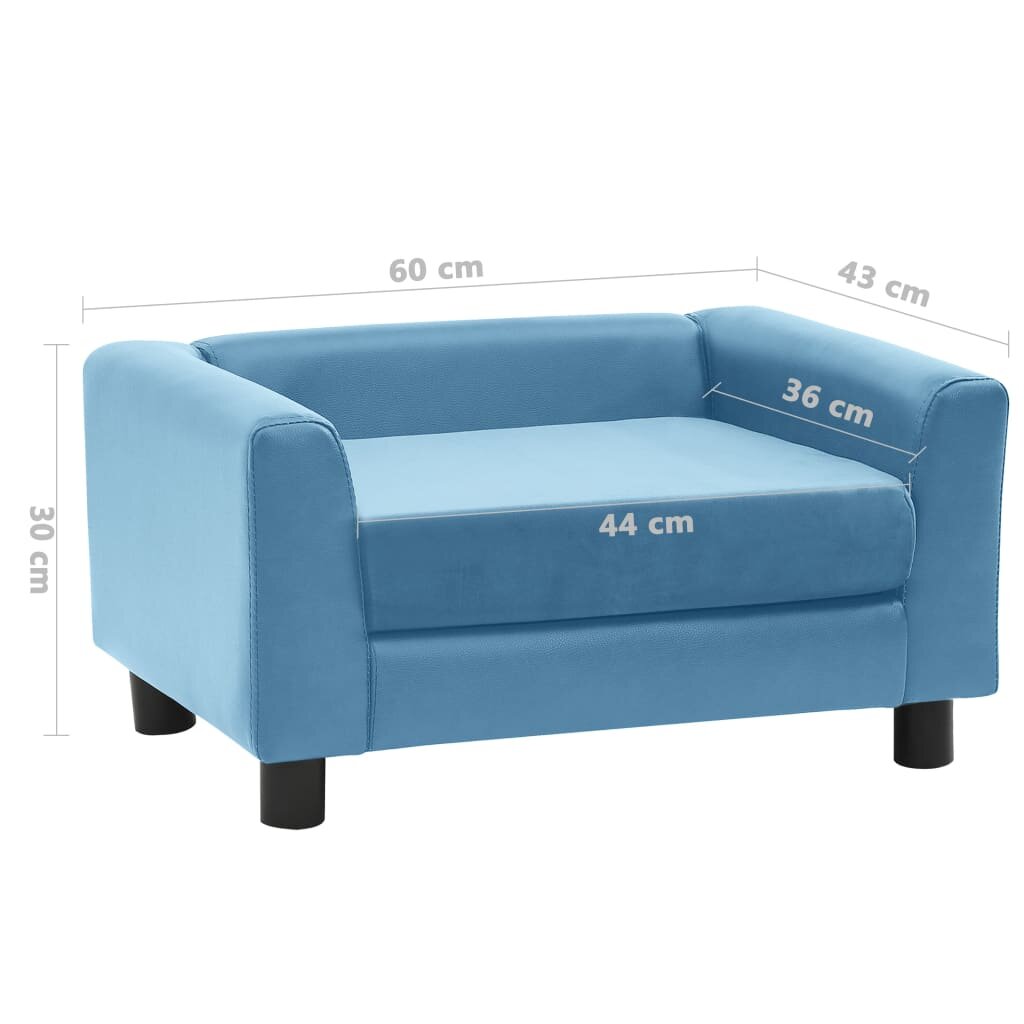 hondensofa 60x43x30 cm pluche en kunstleer turquoise