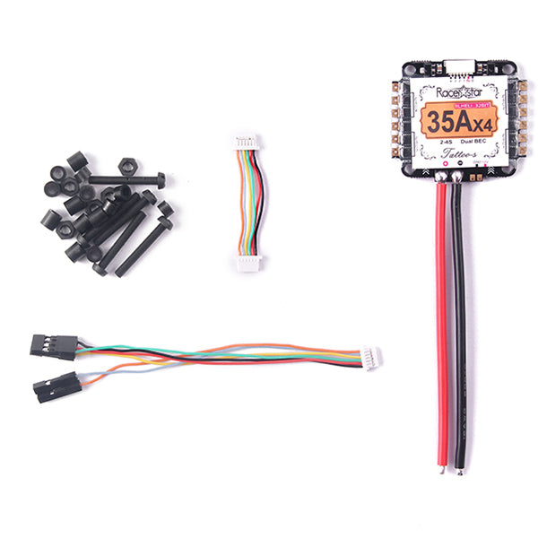 racerstar tattoo s 35a 4 in 1 2-4s stm32f051/arm blheli_32 dshot 1200 ready dual bec esc voor rc radiografische drone racen