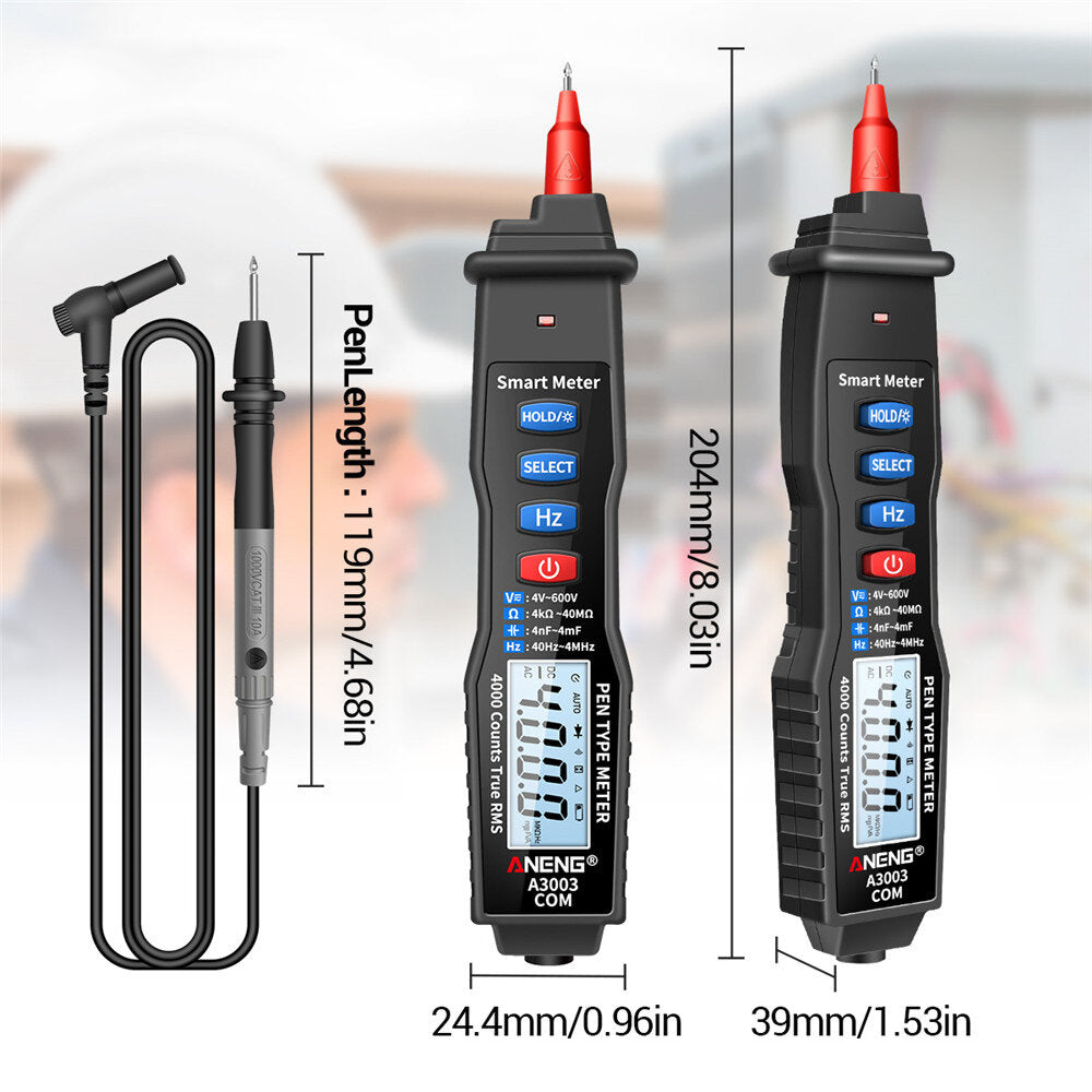 aneng a3003 digitale pen multimeter professionele 4000 telt slimme meter met ncv ac / dc spanning weerstand capaciteit testers
