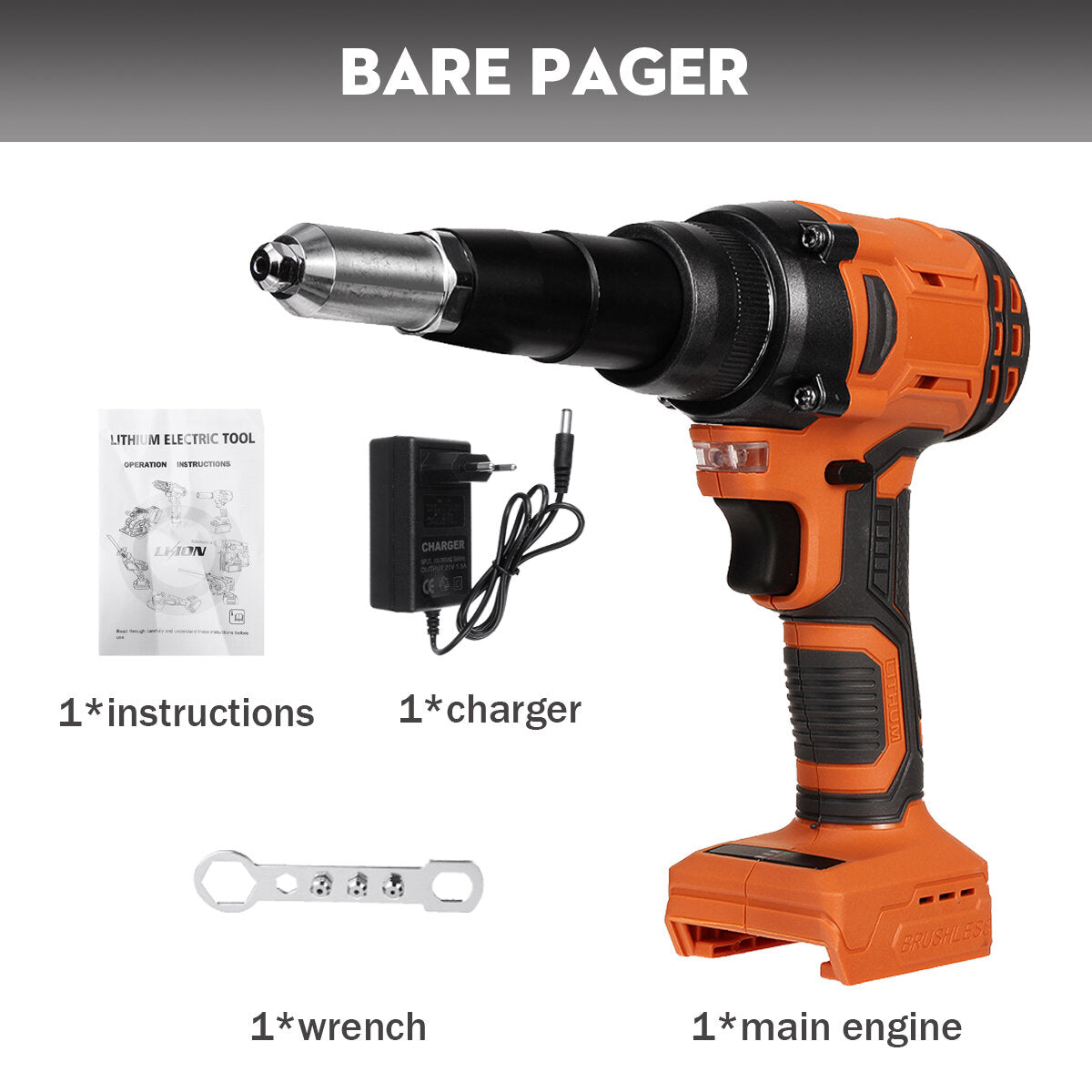 21v elektrische klinknagel draadloze klinknagel moer boor insert moer pull klinknagel tool 2.4-4.8mm met led licht