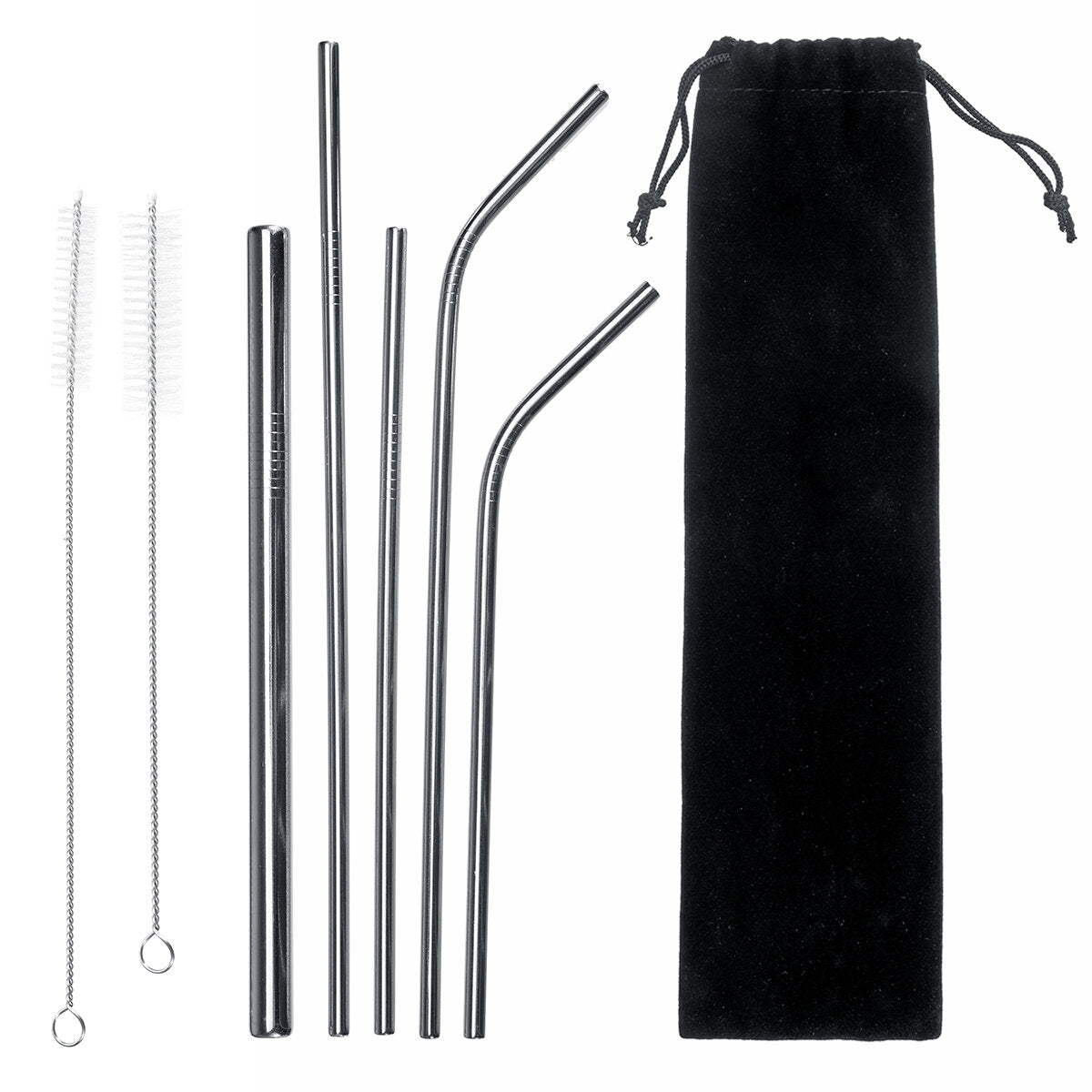 draagbare metalen rietjes set 304 rvs rietjes herbruikbare metalen rietjes met borstels pounch