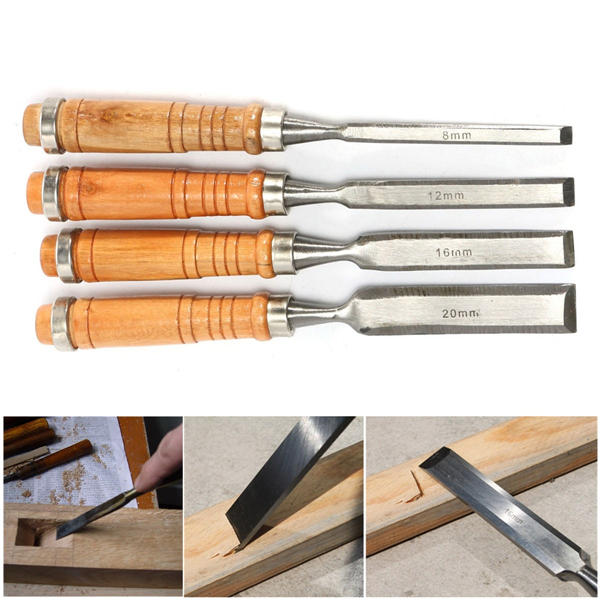 4 stuks 8/12/16 / 20mm houtwerk carving beitel gereedschap set voor houtwerk timmerman