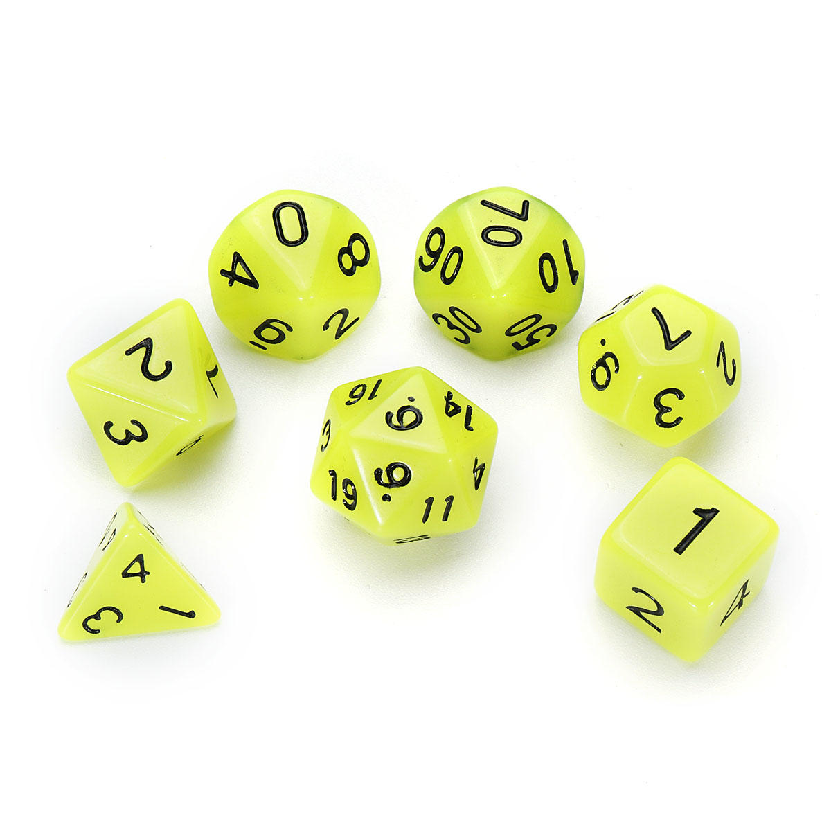 7 stuks lichtgevende polyhedral dobbelstenen multi-sided dobbelstenen set polyhedral dobbelstenen met dobbelstenen cup rpg gadget