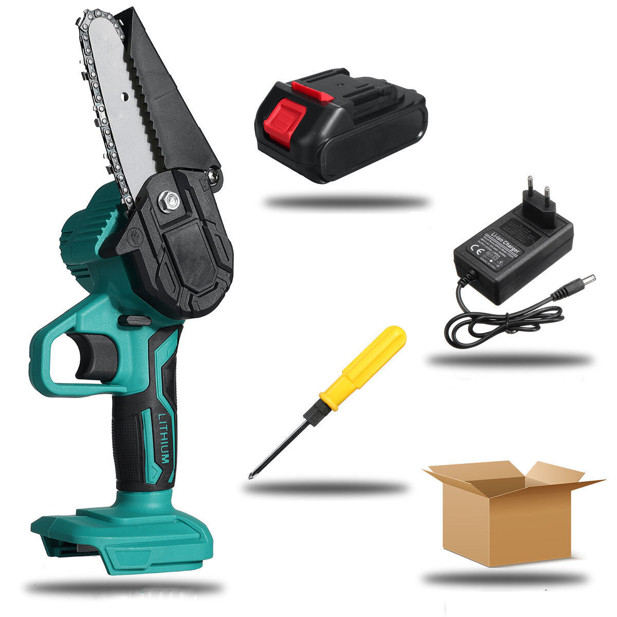 4 inch 26v draadloze elektrische kettingzaag 600w een handzaag houtbewerking tool w/geen/1/2 batterij hout cutter