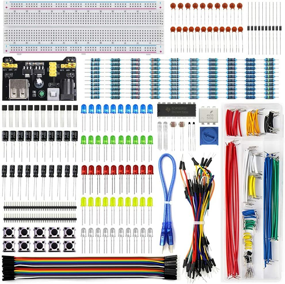 volledige dhz elektronische kit 830 breadboard jumper draad voeding condensator led licht arduinouno nano mega basic starter kit