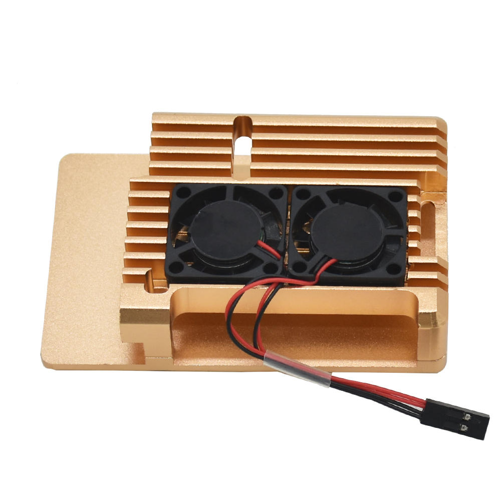 gouden behuizing van aluminiumlegering met koelventilator voor raspberry pi 3b +