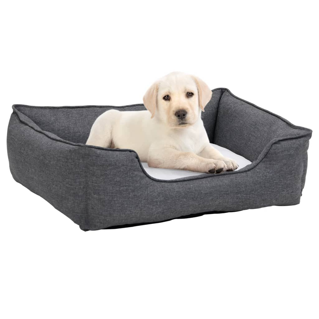 hondenbedlinnen look 85.5x70x23 cm fleece grijs en wit