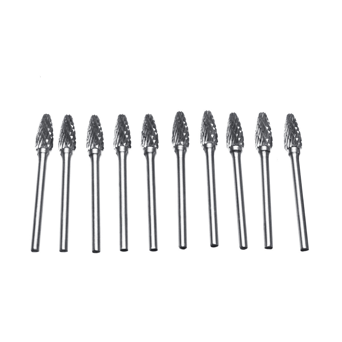 10 stuks dubbel gestreepte wolfraam staal vhm-bramen roterende vijl gereedschap boren kit: