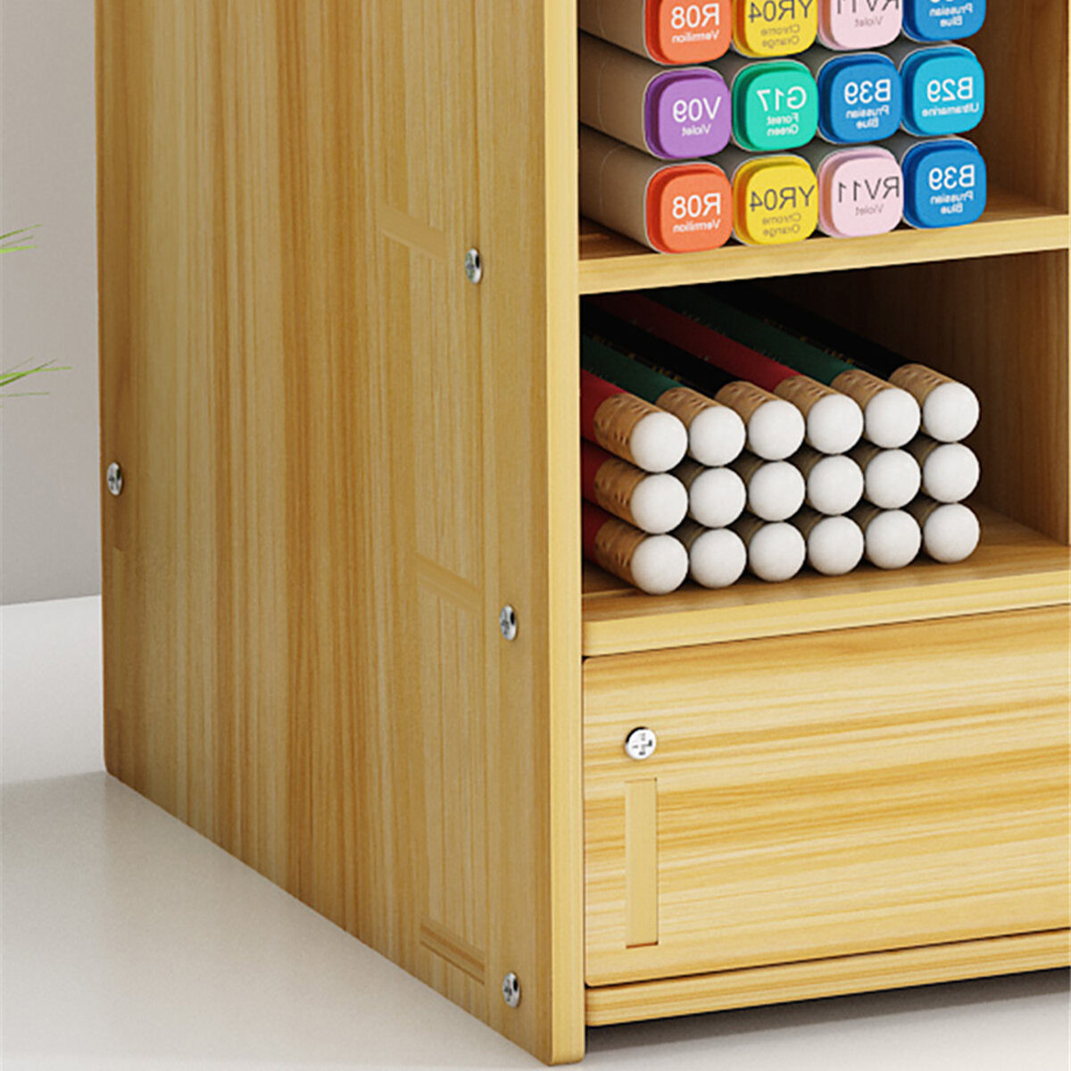 pennenhouder houten potloodopslaghouder studie home office case rack lade