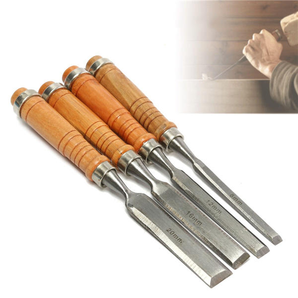 4 stuks 8/12/16 / 20mm houtwerk carving beitel gereedschap set voor houtwerk timmerman