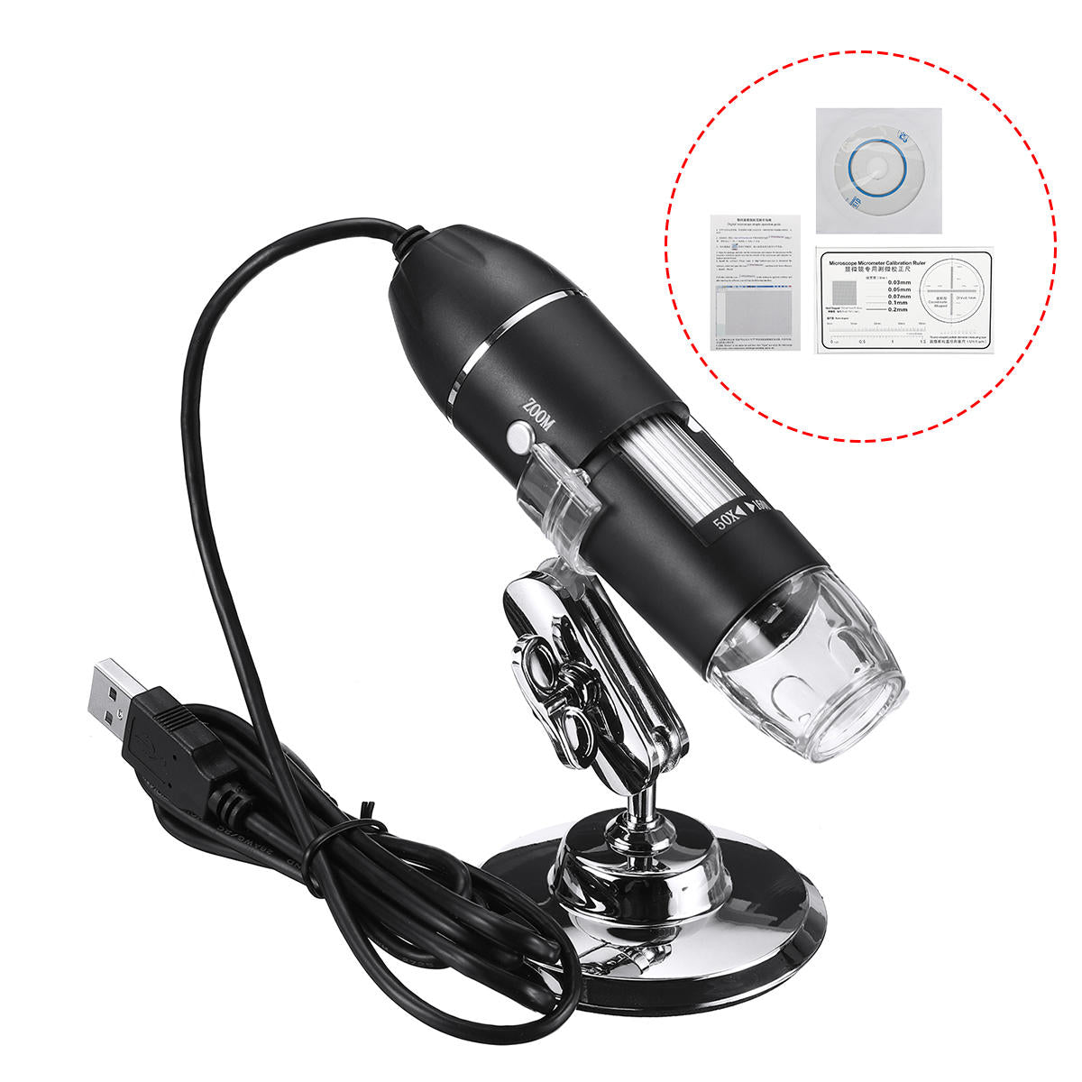500x/1000x/1600x 2mp handheld digitale microscoop vergrootglas camera met 8leds en staande microscoop