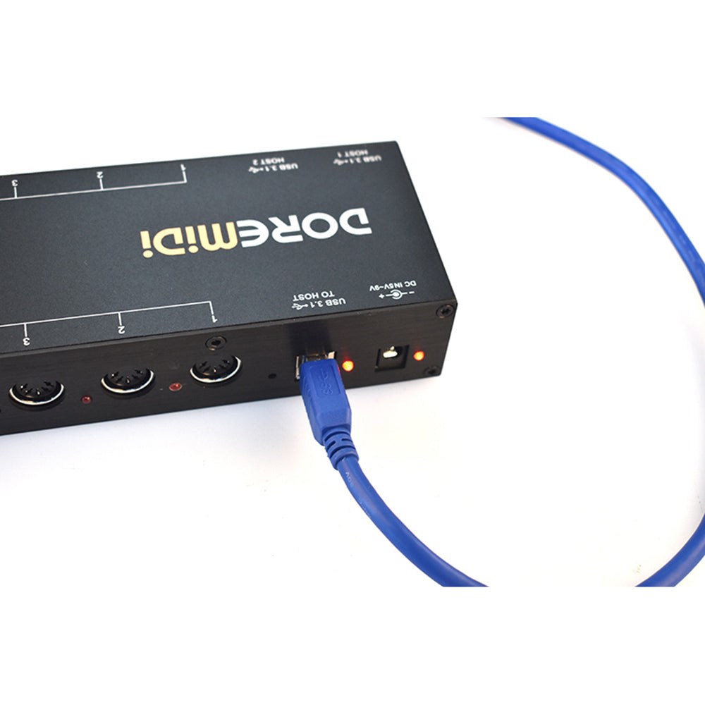 doremidi nieuwe hub-8 midi 6x6 usb midi host x2 usb 3.1 midi hub box