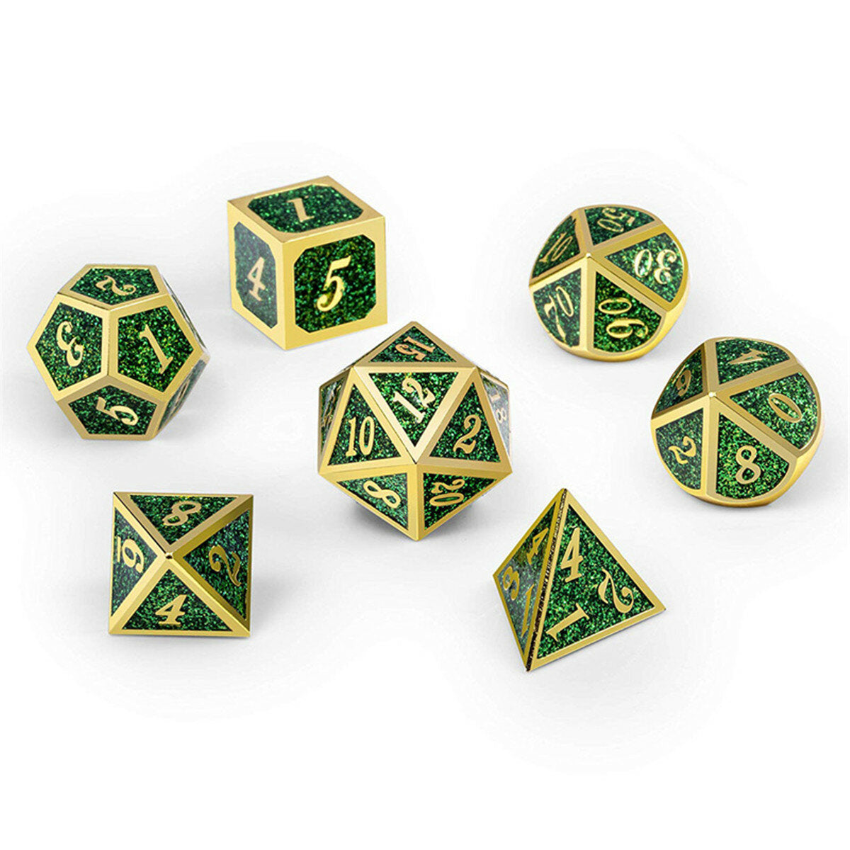 7 stuks polyedrale dobbelstenen zinklegering dobbelstenen set zware dobbelstenen voor rollenspel game dobbelstenen set: